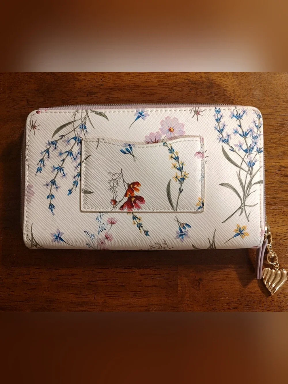 Floral Zip Around Wallet - White